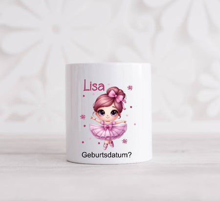 Spardose Kinder personalisiert mit Name Ballerina Mädchen Keramik Kinderspardose Geschenk Geburt Geburtstag Einschulung Taufe - CreativMade 