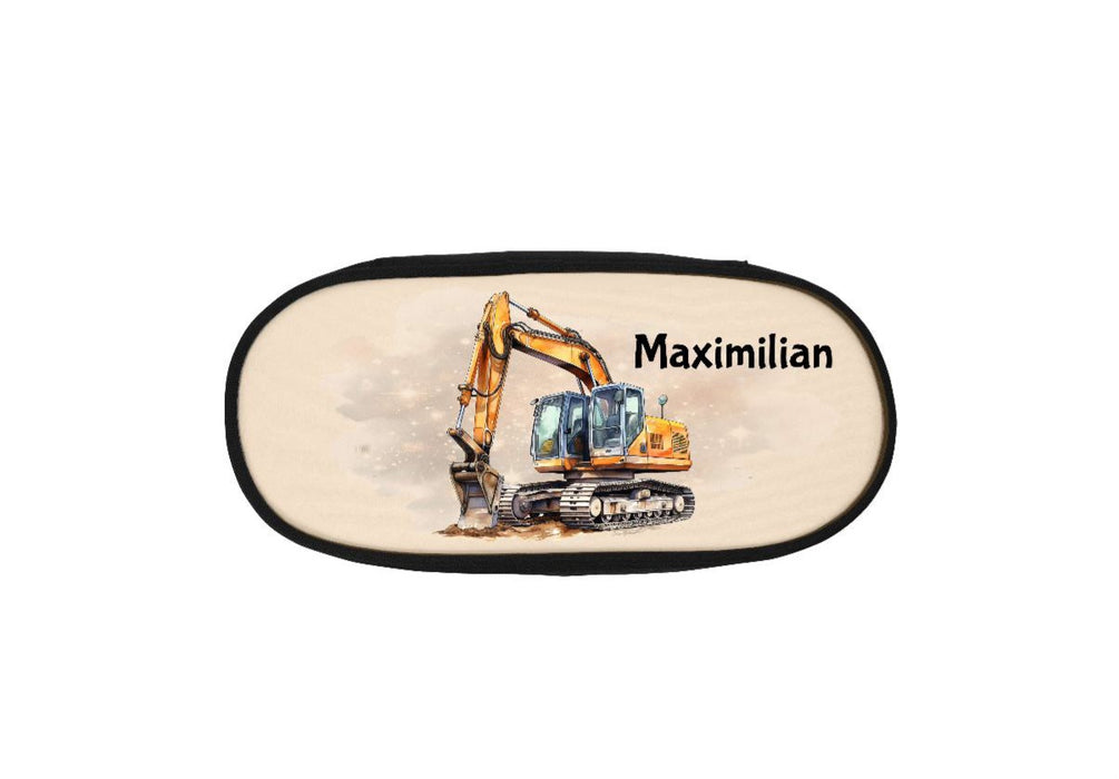 Federmäppchen Kinder mit Namen Bagger – personalisiertes Stifteetui/Stiftebox Schule Geschenk Einschulung - CreativMade