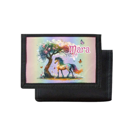 Kinder Geldbeutel personalisiert Pferd – Geldbörse mit Namen Klettverschluss  Porte­mon­naie - CreativMade 