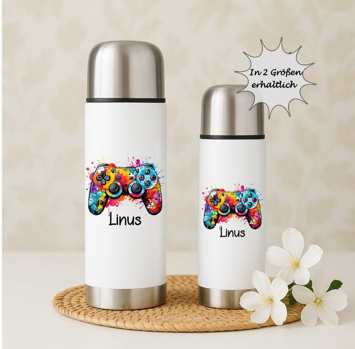 Personalisierte Thermoskanne Controller aus Edelstahl für Kinder mit Namen, für Schule &  Kindergarten - CreativMade 