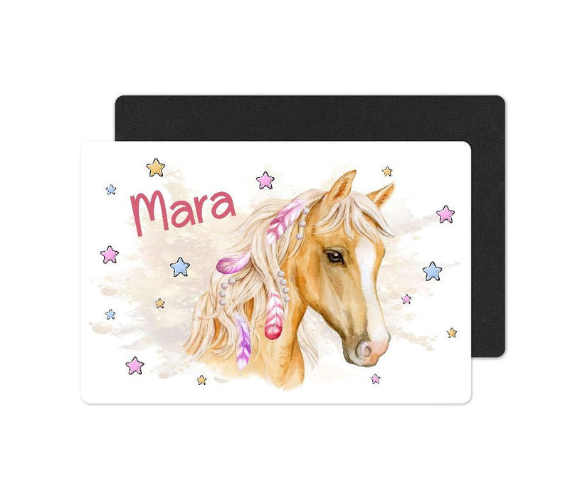 Kinder Tischset personalisiert mit Namen Pferd abwischbar und rutschfest Platzdeckchen Platzset  Tischunterlage - CreativMade 