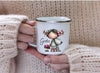 Kindertasse personalisiert mit Namen Mädchen - Hund Emaille Keramik Kunststoff Geschenk - CreativMade 