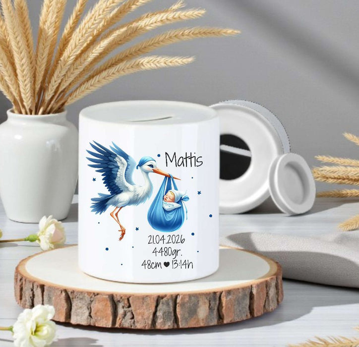 Personalisierte Taufspardose aus Keramik – Spardose zur Taufe mit Namen - CreativMade