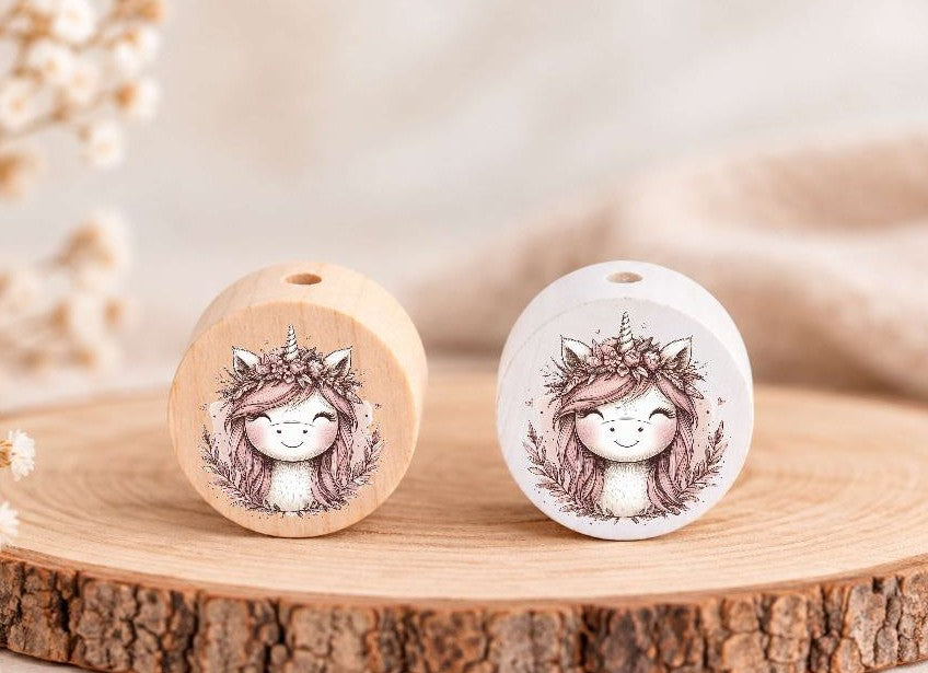 Milchzahndose Einhorn Kranz Holz mit Motivscheibe | DIY & Kreativbedarf 6 x 4cm Zahndose | CreativMade .