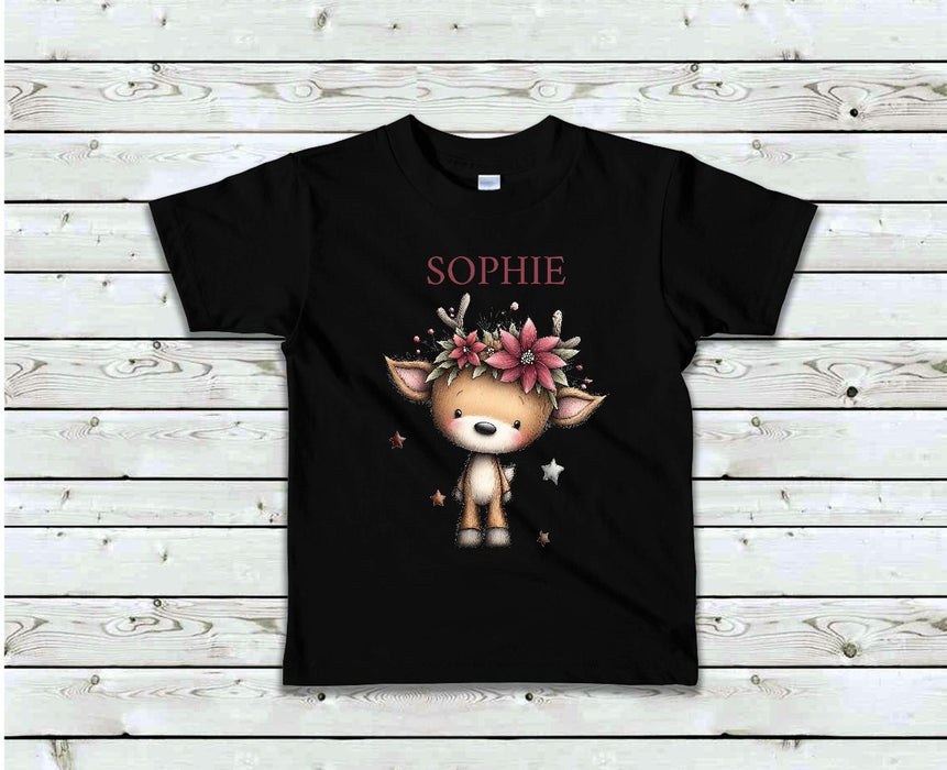 Bügelbild Kinder Reh Weihnachten Textilaufbügler DIY Projekt Applikation hochwertiger DTF Ausdruck XL - CreativMade 