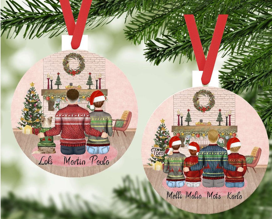 Personalisierter Christbaumschmuck mit Namen & Figuren – individueller Weihnachtsbaumanhänger für Familie, Paare & Freunde. Perfektes Weihnachtsgeschenk mit Hund - CreativMade