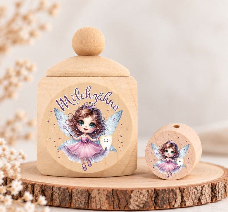 Milchzahndose Zahnfee Holz mit Motivscheibe | DIY & Kreativbedarf 6 x 4cm Zahndose | CreativMade .