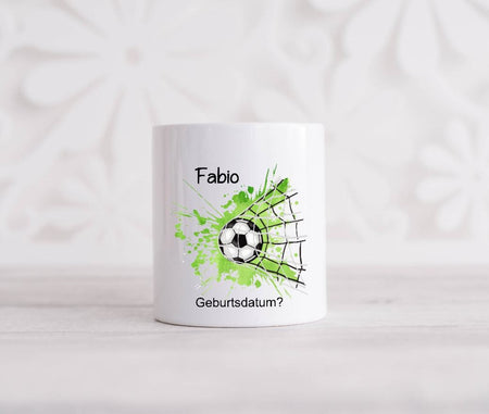 Spardose Kinder personalisiert mit Name Fußball Junge Keramik Kinderspardose Geschenk Geburt Geburtstag Einschulung Taufe - CreativMade 
