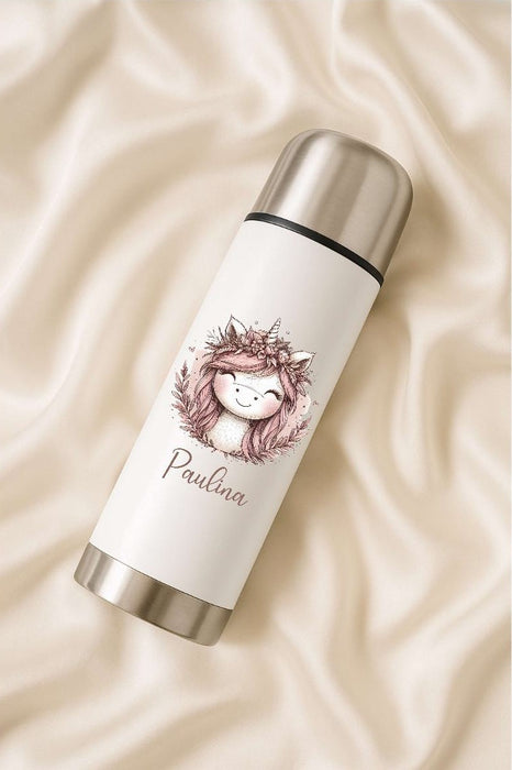 Thermoskanne personalisiert mit Namen Einhorn oder Hase Edelstahl Isolierflasche Thermoflasche Geschenkidee - CreativMade