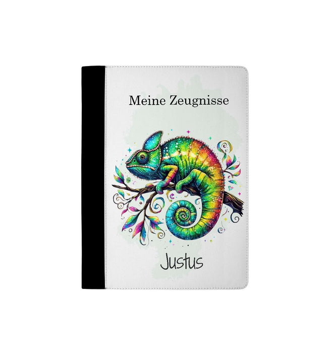 Personalisierte Zeugnismappe mit Namen Chamäleon – Mappe für Schulzeugnisse A4 | Geschenk zur Einschulung - CreativMade
