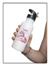 Personalisierte Trinkflasche Kinder Einhorn Mädchen -  Edelstahl Trinkflasche mit Name - Strohhalm Geschenk Einschulung Geburtstag - CreativMade 