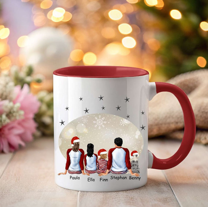 Tasse Personalisierte Weihnachtstasse Familie & Haustier – Keramik oder Emaille mit Namen Weihnachtsgeschenk - CreativMade 