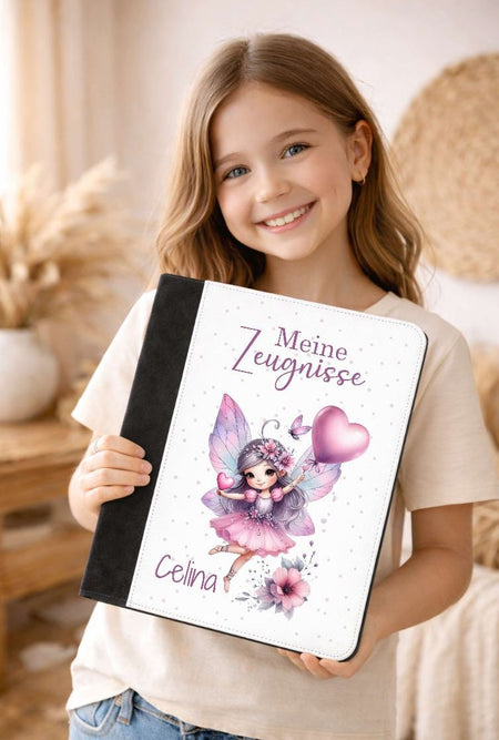 Personalisierte Zeugnismappe mit Namen Fee – Mappe für Schulzeugnisse A4 | Geschenk zur Einschulung Mädchen - CreativMade