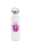 Personalisierte Kinder Trinkflasche mit Namen Fee – Edelstahl Thermosflasche auslaufsicher für Kindergarten & Schule - CreativMade