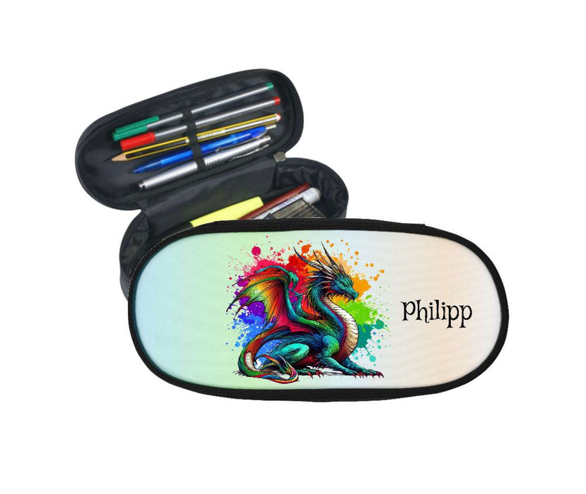 Federmäppchen Kinder mit Namen Drache – personalisiertes Stifteetui/Stiftebox Schule Geschenk Einschulung - CreativMade
