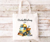 Wechselkleidung Kita Tasche Baustellenfahrzeug personalisiert mit Name Junge Kindergarten Wechselwäsche Beutel - CreativMade 