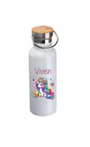 Personalisierte Kinder Trinkflasche mit Namen Einhorn – Edelstahl Thermosflasche auslaufsicher für Kindergarten & Schule - CreativMade