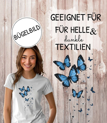 Bügelbild Schmetterling Erwachsene Aufbügelmotiv Textilaufbügler für Kleidung & Stoffe DIY Transferbild & Geschenkidee Damen - CreativMade