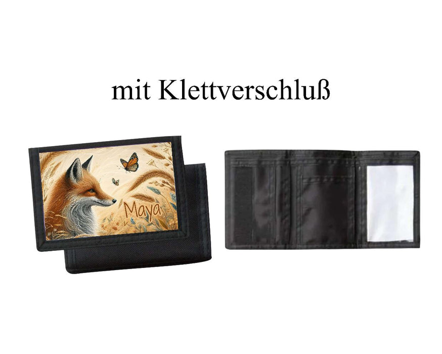 Kinder Geldbeutel personalisiert Fuchs – Geldbörse mit Namen Klettverschluss oder Reißverschluss Porte­mon­naie - CreativMade