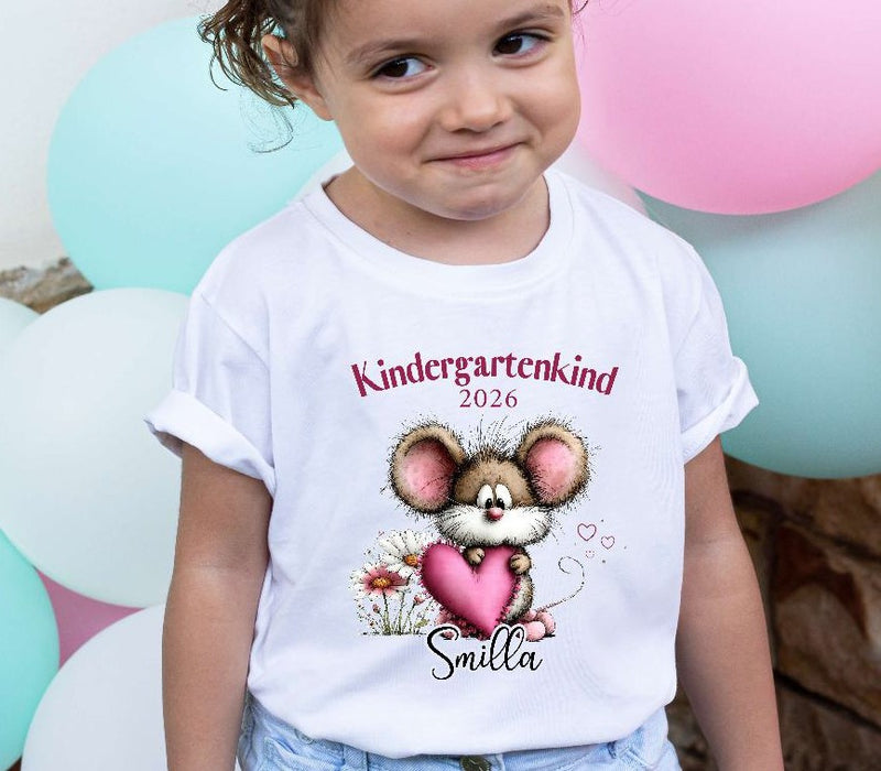 Kindergartenkind T-Shirt personalisiert mit Namen Maus– Kita Abschluss & Vorschulkind Geschenk - CreativMade 