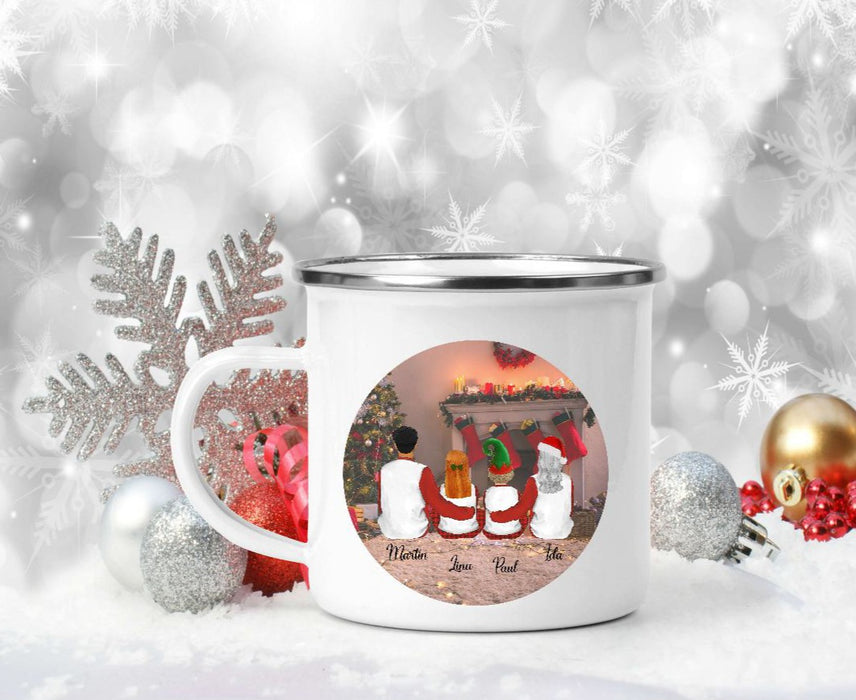 Tasse mit Name Familie Weihnachten Emaillie oder Keramik - CreativMade 