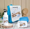 Kindergarten Set personalisiert Flugzeug – Rucksack, Trinkflasche & Brotdose mit Namen Kitakind - CreativMade 
