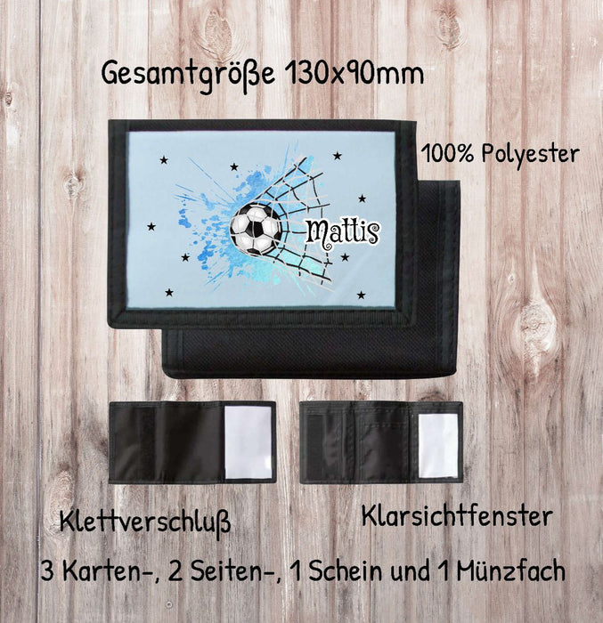 Kinder Geldbeutel personalisiert Fußball – Geldbörse mit Namen Klettverschluss  Porte­mon­naie - CreativMade 