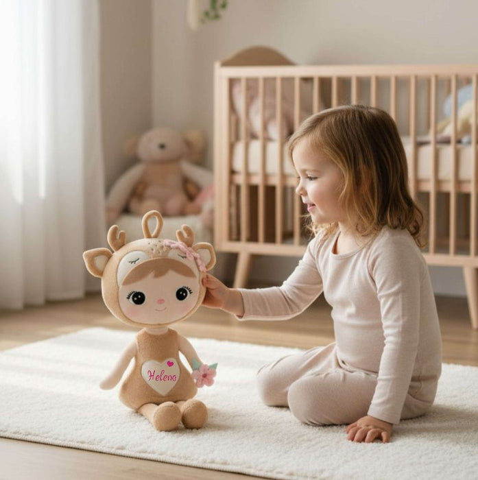 Personalisierbares Kuscheltier Reh Plüschtier – 50 cm Schmusetier mit Namen Geschenk für Babys & Kinder - CreativMade 