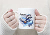 Kinder Tischset personalisiert mit Namen Waschbär Flugzeug - abwischbar und rutschfest Platzdeckchen Platzset Tischunterlage - personalisierte Tasse Emaille & Keramik - CreativMade 