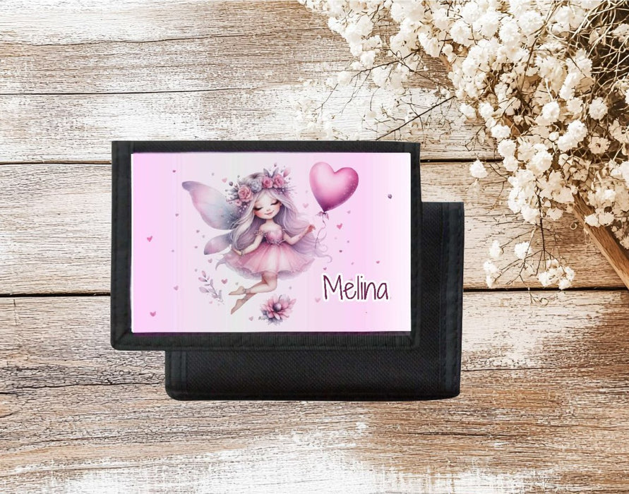 Kinder Geldbeutel personalisiert Fee – Geldbörse mit Namen Klettverschluss oder Reißverschluss Porte­mon­naie - CreativMade