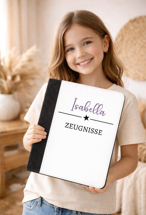 Personalisierte Zeugnismappe mit Namen – Mappe für Schulzeugnisse A4 | Geschenk zur Einschulung Jungen Mädchen - CreativMade 