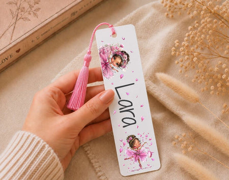 Personalisiertes Lesezeichen Ballerina mit Namen – Geschenk zur Einschulung für Mädchen Metall - CreativMade