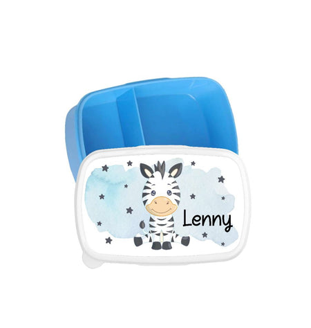 Set Brotdose und Trinkflasche personalisiert mit Namen Zebra Edelstahl 500ml Lunchbox Jungen - CreativMade