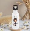 Personalisierte Trinkflasche Kinder Mädchen -  Edelstahl Trinkflasche mit Name - Strohhalm Geschenk Einschulung Geburtstag - CreativMade 