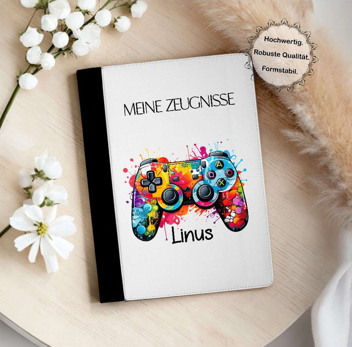 Personalisierte Zeugnismappe mit Namen Controller – Mappe für Schulzeugnisse A4 | Geschenk zur Einschulung Jungen - CreativMade 