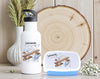 Brotdose & Trinkflasche personalisiert Flugzeug - Kinder Set mit Namen Edelstahl Trinkflasche - CreativMade 