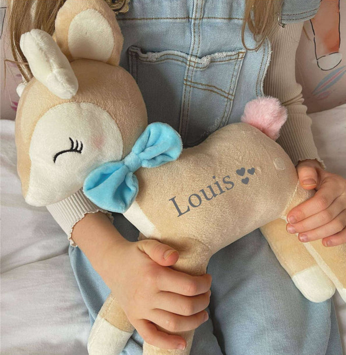 Reh personalisiert mit Name Kuscheltier Junge Stofftier Plüschtier Baby Geburt - CreativMade 