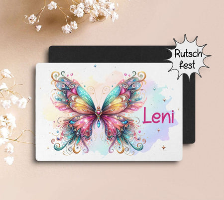 Tischset Kinder Schmetterling personalisiert mit Name Mädchen Platzdeckchen Platzset - CreativMade