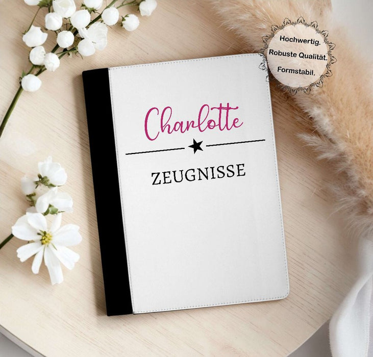 Personalisierte Zeugnismappe mit Namen – Mappe für Schulzeugnisse A4 | Geschenk zur Einschulung Jungen Mädchen - CreativMade 