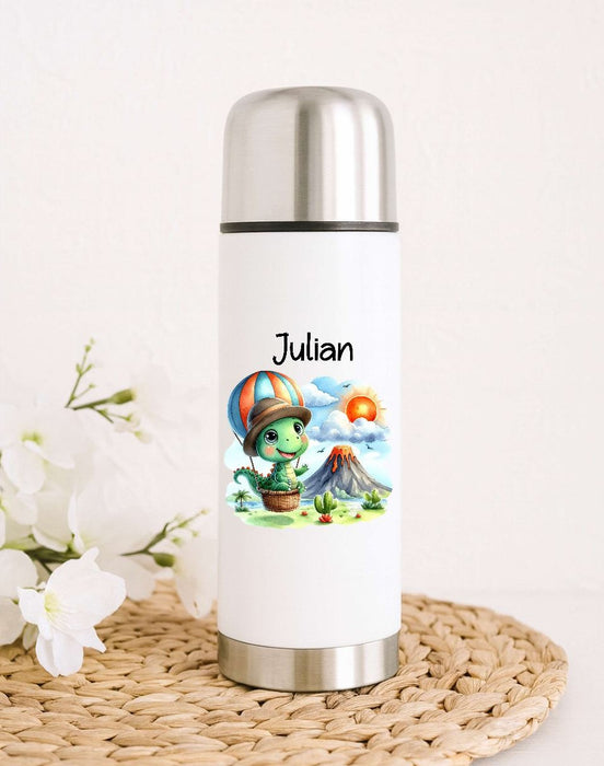 Thermoskanne personalisiert mit Namen Dinosaurier Edelstahl Isolierflasche Thermoflasche Geschenkidee - CreativMade 