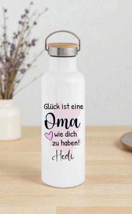 Personalisierte Thermosflasche aus Edelstahl – das perfekte Geschenk für Mama & Oma. Auslaufsicher, doppelwandig & mit Namen bedruckt. - CreativMade