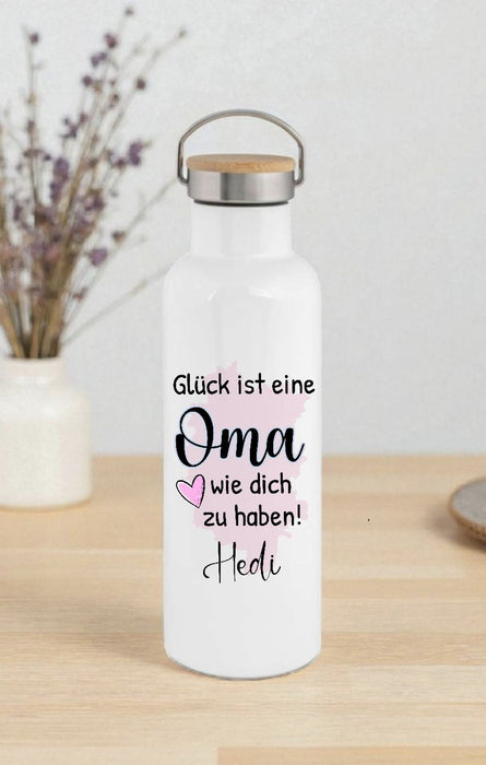 Personalisierte Thermosflasche aus Edelstahl – das perfekte Geschenk für Mama & Oma. Auslaufsicher, doppelwandig & mit Namen bedruckt. - CreativMade