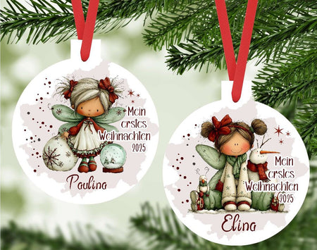 Personalisierter Christbumschmuck & Weihnachtsbaumanhänger Baby – Mein erstes Weihnachten mit Namen aus Aluminium – Geschenkidee zur Weihnachtsdeko - CreativMade 