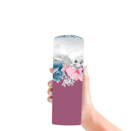 Personalisierter Trinkbecher mit Name & Strohhalm Blumen to go Becher - CreativMade 