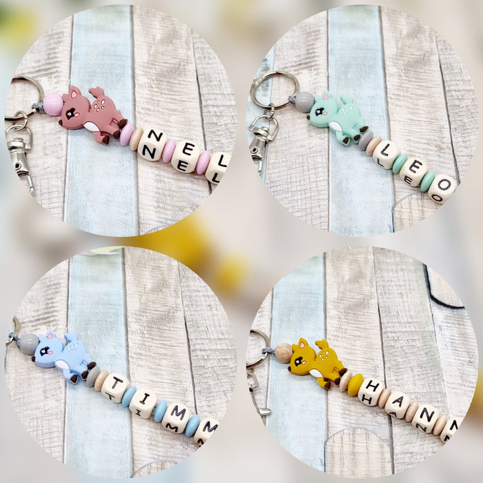 Schlüsselanhänger mit Namen Reh - verschiedene Farben - - CreativMade 