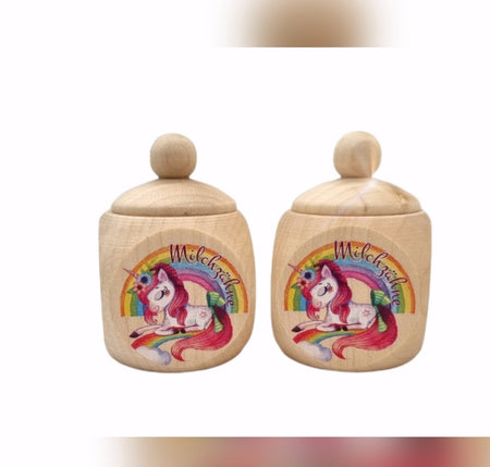 Milchzahndose Einhorn Regenbogen 4 x 4 cm - CreativMade 