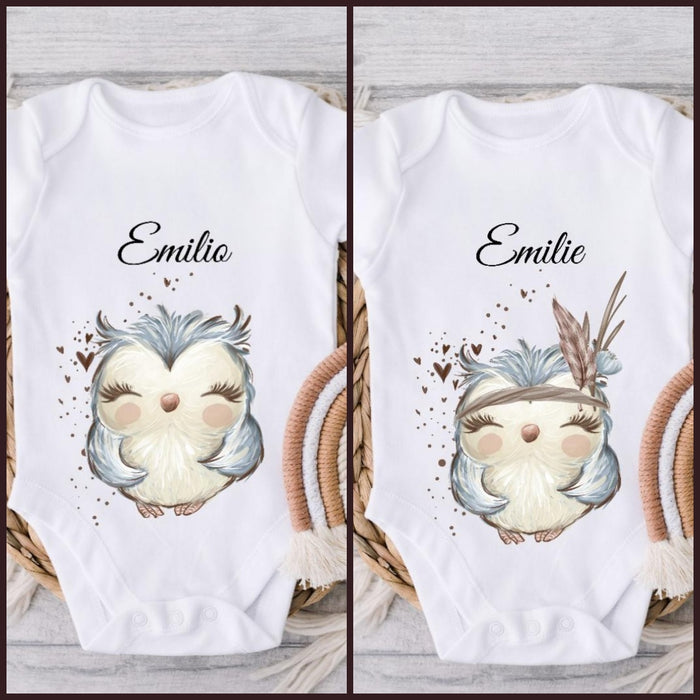 Baby Body mit Name Eule - CreativMade 