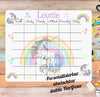 Personalisierter Stundenplan mit Name Mädchen Regenbogen Pferd abwischbar - CreativMade 