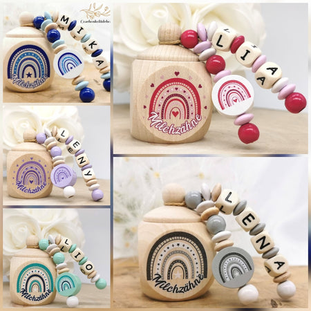 Zahndose mit Namen Regenbogen Makrame - verschiedene Farben - CreativMade 