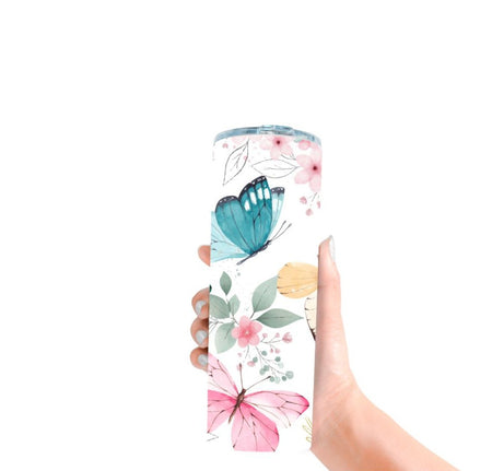 Personalisierter Trinkbecher mit Name & Strohhalm Blumen to go Becher - CreativMade 